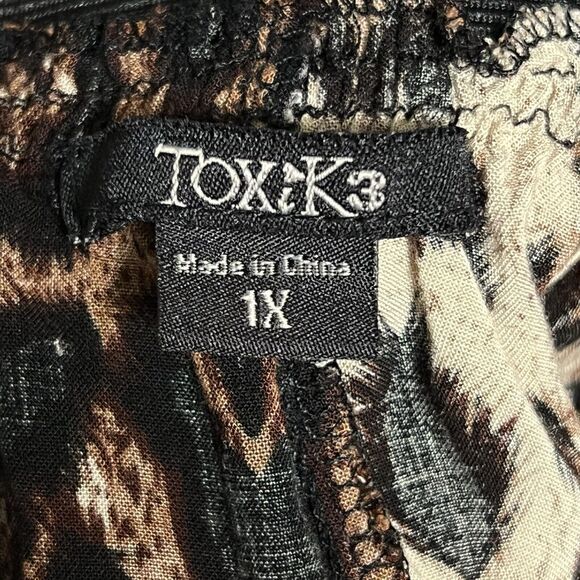 TOXIK3 Leopard Print Maxi Skirt Women's 1X Multi Elastic Waist Long - Picture 4 of 14